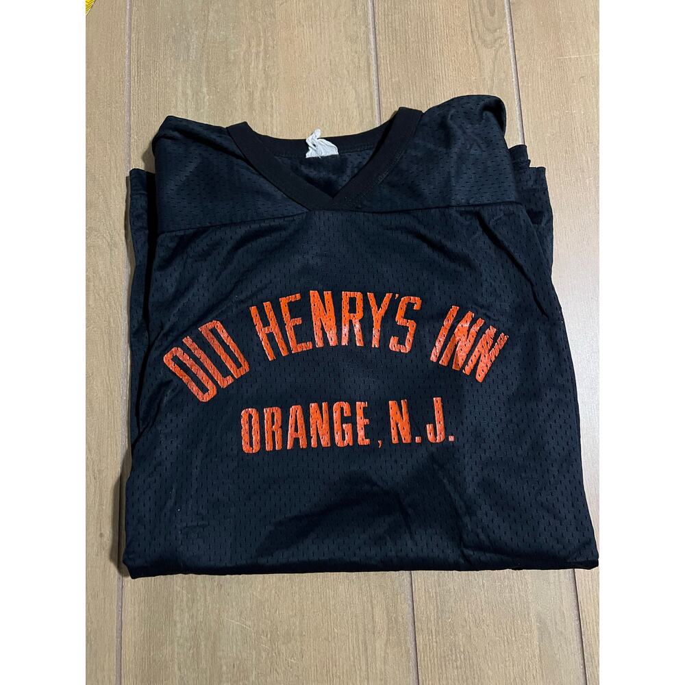 Vintage Old Henry’s Inn Jersey 87 Orange New Jersey Sz M Mesh Football  70s‎ 80s